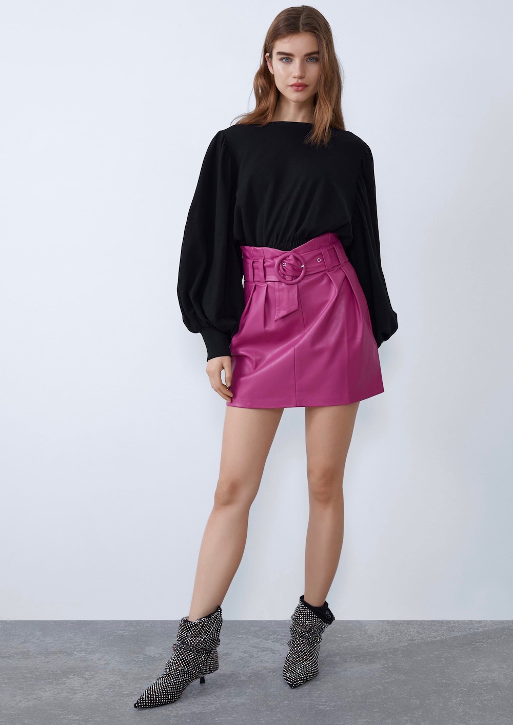 zara faux leather mini skirt