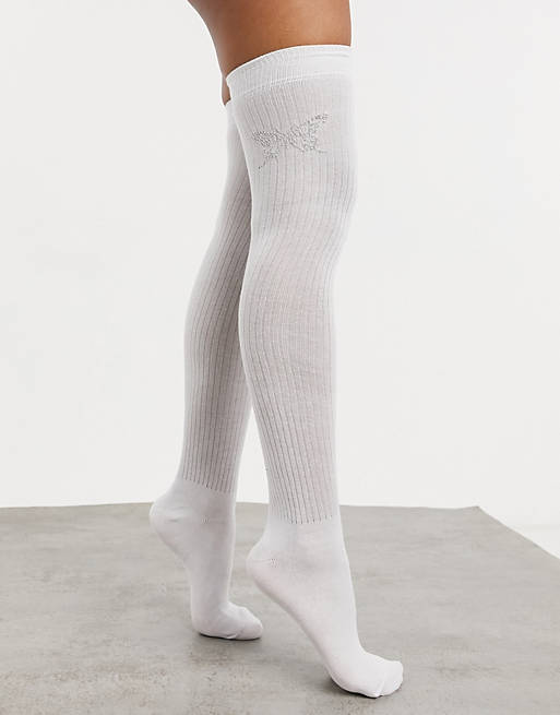 White knee length socks