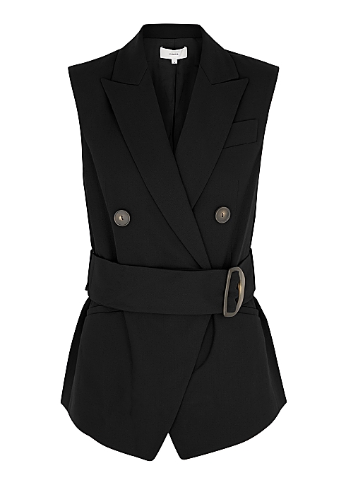 VINCE Black wool-blend sleeveless blazer £545.00