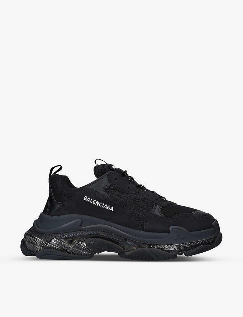 BALENCIAGA Men's Triple S leather and mesh mid-top trainers £795.00