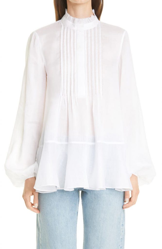 LAFAYETTE 148 NEW YORK Raines Pintuck Ruffle Blouse Was £391.23 now £234.74 