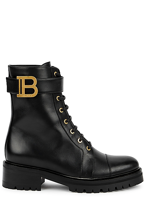 BALMAIN Ranger Romy 50 black leather ankle boots £965.00