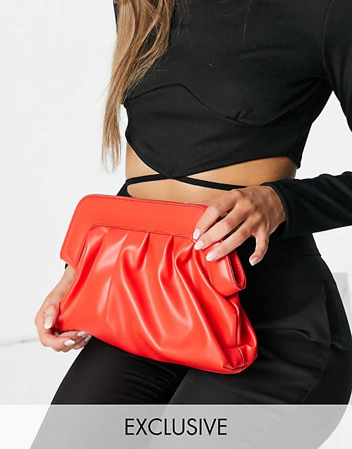 Glamorous Exclusive slouchy pillow clutch bag in red with padded frame current price £22.00£22.00