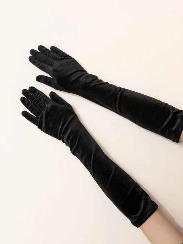 1pair Long Velvet Gloves