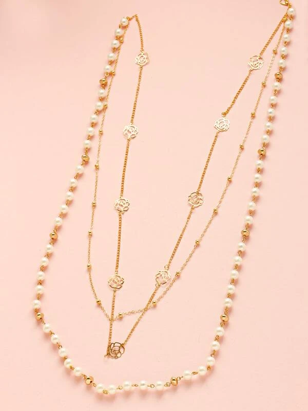 Shein Faux Pearl Decor Necklace £2.49 at Shein