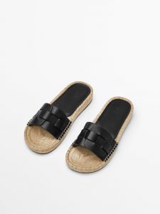 JUTE AND WOVEN LEATHER SLIDES