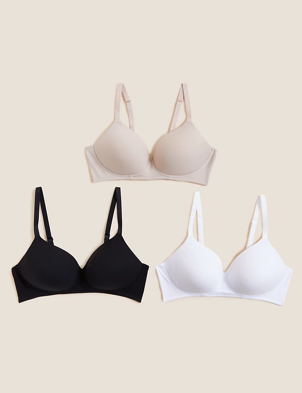 M&S COLLECTION 3pk Non Wired T-Shirt Bras £18.00