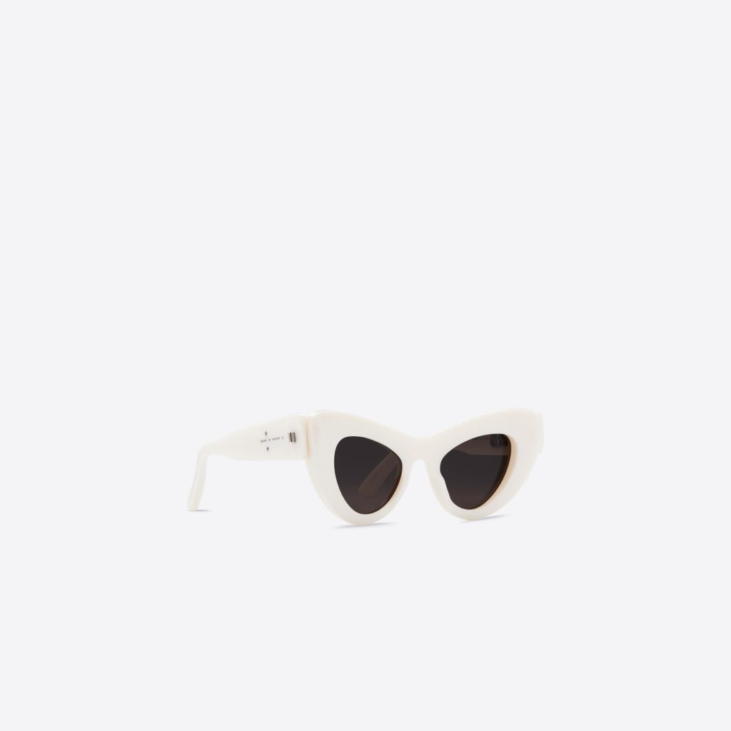 Balenciaga Mega Cat Sunglasses in white acetate with grey lenses