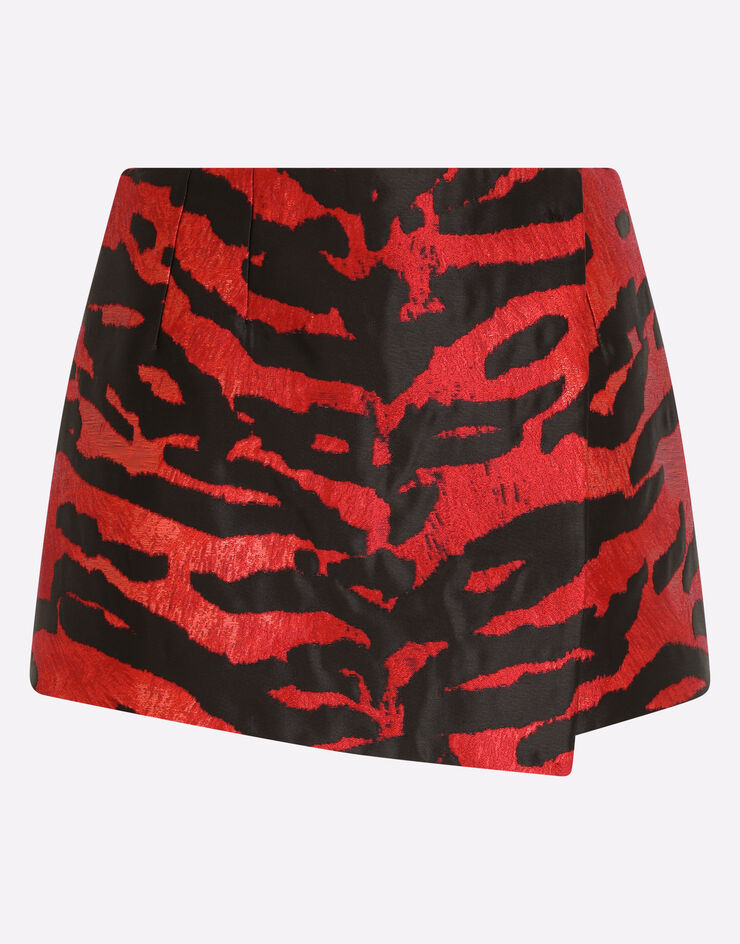 Tiger-design wrap skirt in lamé jacquard £675